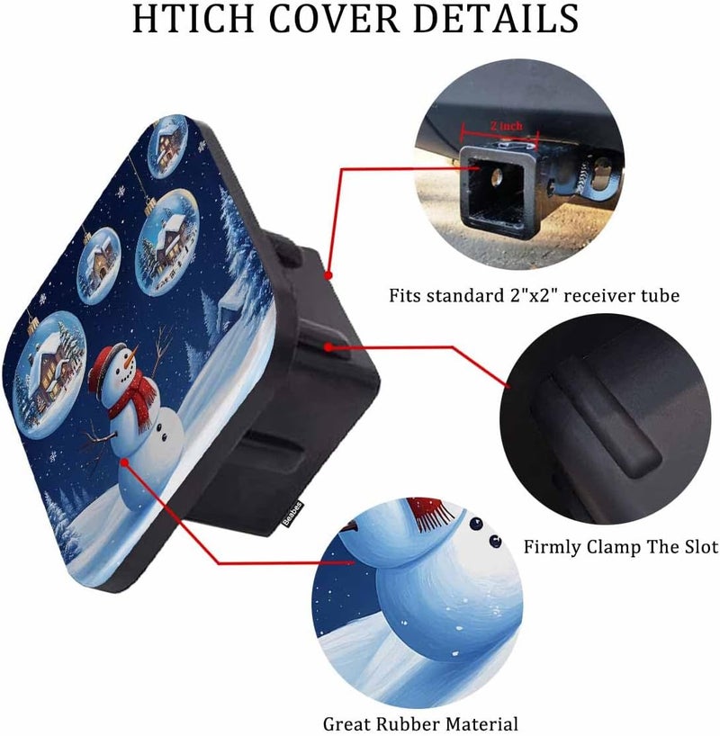Beabes Snowman Hitch Covers 2 Inch Cute Snowman Christmas House Forest Trailer Hitch Cover Tube Plug Insert, Car Exterior Accessories, Receiver Tube Hitch Cover for Trucks - Image 3